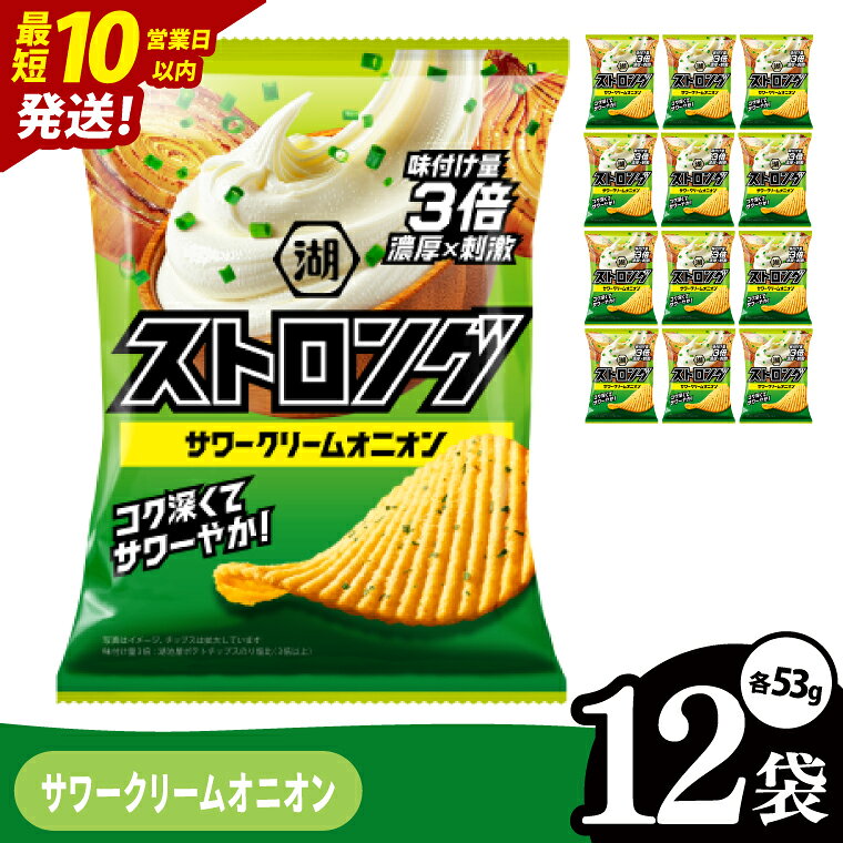 【ふるさと納税】【選べる定期便回数】【10営業日以内に出荷】湖池屋 ストロングサワークリームオニオン 53g×12袋|お菓子 おかし おやつ スナック スナック菓子 菓子 ポテチ 大容量 おつまみ じゃがいも（93-160）
