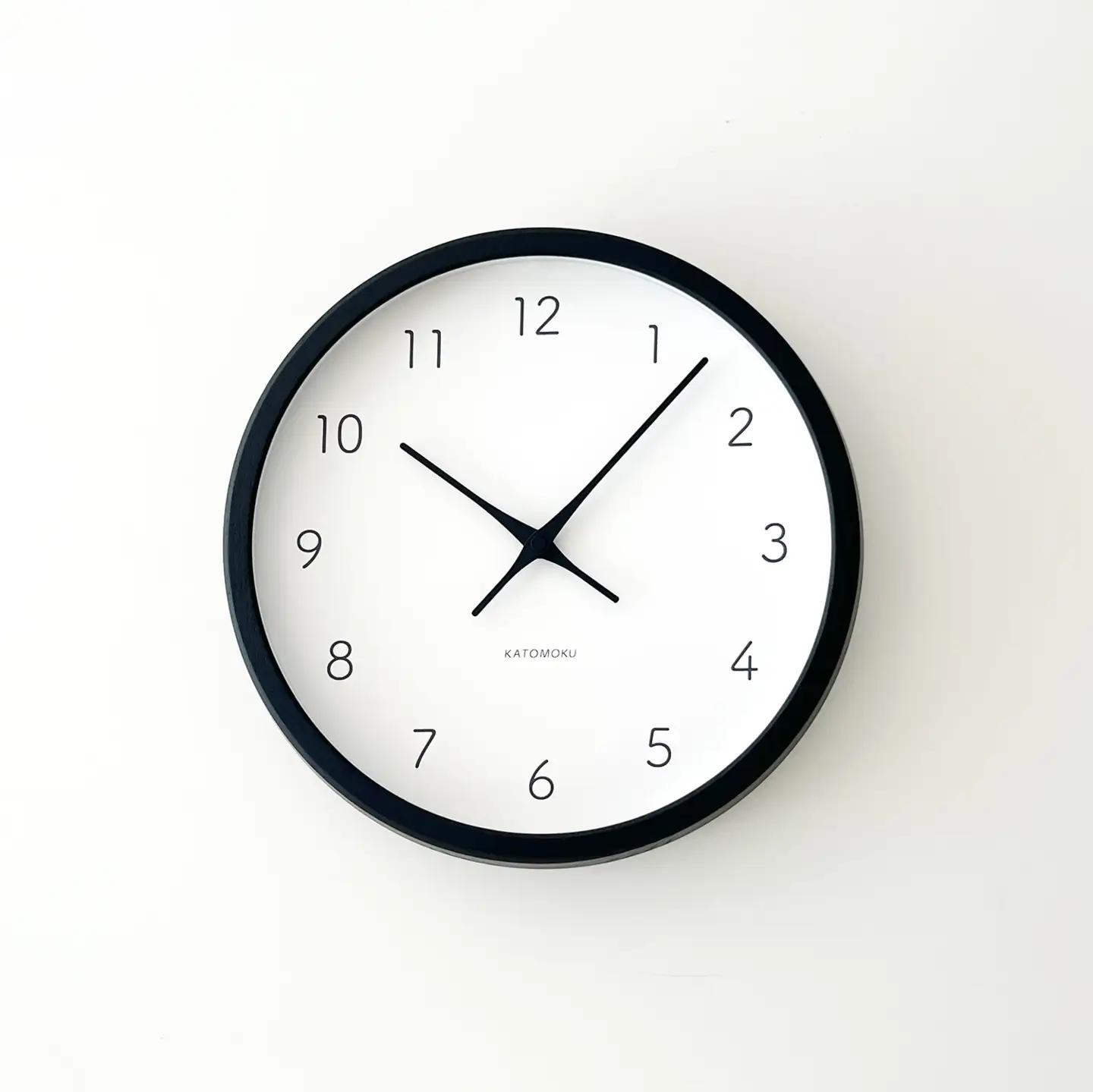 KATOMOKU muku clock 7 ≪km-60BK≫木製掛け時計(ブラック/スイープムーブメント(連続秒針))【B25-BK-1】