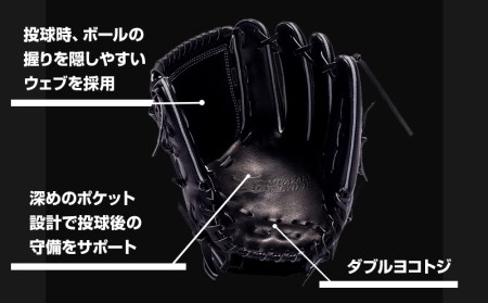 宮崎県産牛革使用 WAGYU JB 硬式用 グラブ 投手用 JB-001T(ブラック/右投げ用)