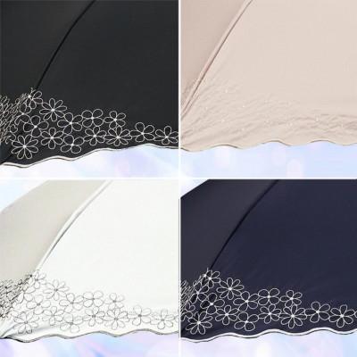 ふるさと納税 田原本町 レディース 晴雨兼用 トップレス 折りたたみ傘 花柄刺繍 一級遮光 563441 ホワイト |  | 01