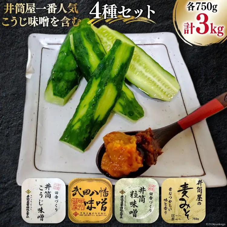 【井筒屋1番人気】 味噌 こうじ味噌 4種セット 計3.0kg