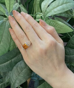 【一点もの】K18WG　シトリン（3.04ct）リング　FR4　K05067-H