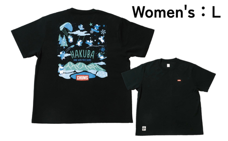 CHUMS Tシャツ バックプリント  ウィメンズ：L /ブラック