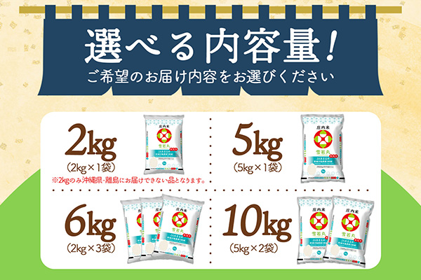 ＜10月中旬発送＞山形米6か月定期便！雪若丸無洗米 10kg（入金期限：2025.9.25） 10月中旬発送 10kg(5kg×2袋)