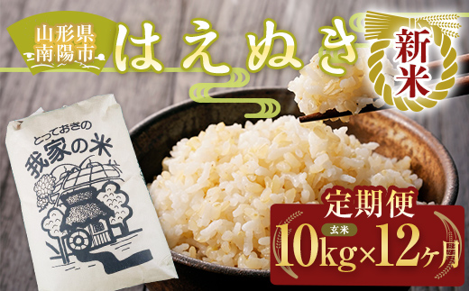 
            【令和7年産 新米 先行予約】 《定期便12回》 はえぬき (玄米) 10kg×12か月 《令和7年10月上旬～発送》 『田口農園』 山形南陽産 米 ご飯 農家直送  山形県 南陽市 [1924-R7]
          