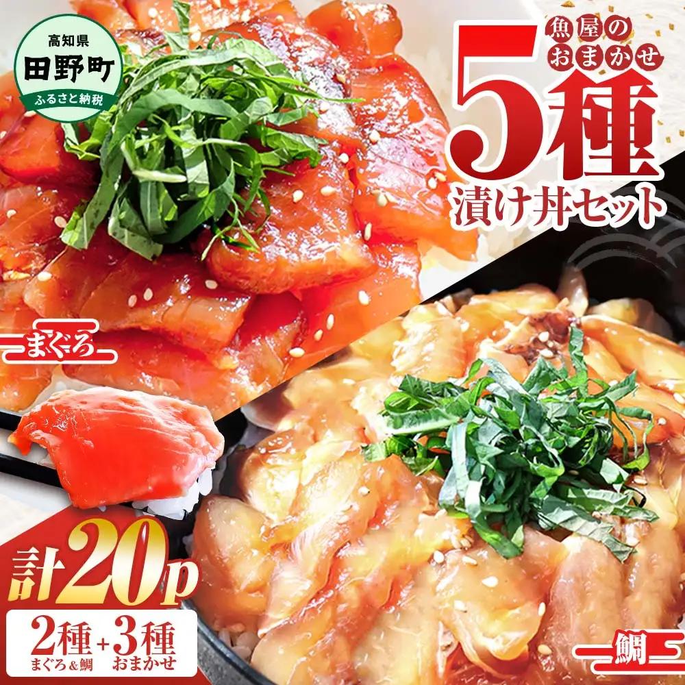 これが魚屋の漬け丼だ！魚屋のおまかせ5種漬け丼セット(マグロ＋鯛＋おまかせ3種) 5種×4P 合計20パック 各80g 鮪 鯛 詰め合わせ 漬け丼 漬け どんぶり 丼 20パック 海鮮 魚 真空パック 個食 個包装 冷凍 FN-Limited-WE