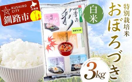特別栽培米おぼろづき 3kg 白米 北海道産 米 コメ こめ お米 白米 玄米 通常発送 F4F-9844