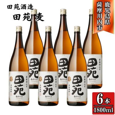 ふるさと納税 薩摩川内市 田苑 白ラベル 麦焼酎 25度 1800ml×6本 田苑酒造 DSR-631