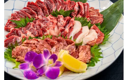 【桜屋】熊本肥育 熊本と畜 馬焼き 馬肉 焼肉 BBQ 炒め物 阿蘇 熊本 カット済 500g 真空パック 焼いたらもっと美味しい 名物 地元グルメ 老舗専門店 桜屋 ギフト 贈り物 贈答用 記念日 