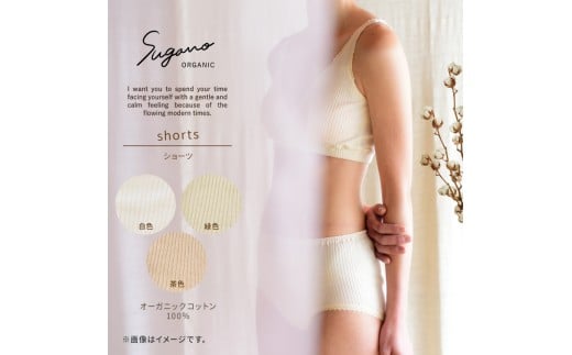 SuganoORGANICショーツ3点セット Mサイズ3色 (白・茶・緑) 綿 SUAオーガニックコットン100％ | オーガニック コットン 下着 ショーツ マタニティ 白 茶 緑 Mサイズ 農薬不使用 化学肥料不使用 締め付けない やわらかい 保湿性 保温性 フィット 国産 肌に優しい スガノ工房 肌着 奈良県 御杖村 みつえむら