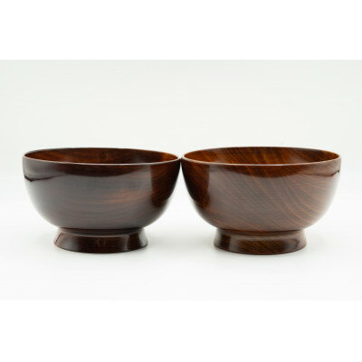 【ふるさと納税】伝統工芸品 南木曽ろくろ細工 木曽の溜塗漆 飯碗(茶碗)2個【1679579】