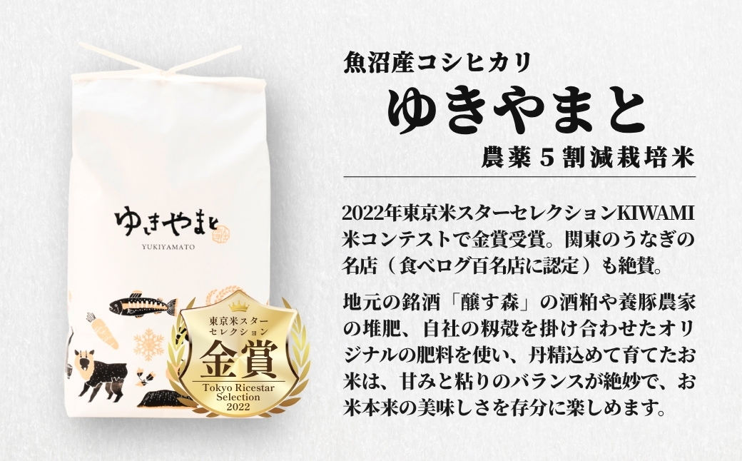 【令和8年産先行予約】【12ヶ月定期便】魚沼産  特別栽培米 コシヒカリ「ゆきやまと」20kg (5kg×4袋) ※節減対象農薬当地比5割減 ※東京米スターセレクション金賞受賞 127537-012