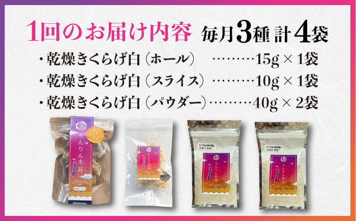 【全12回定期便】【栄養満点のスーパーフード！りんりんきくらげ】国産 乾燥 木耳 美容 健康 白セット 計4袋＜株式会社凛＞江田島市 [XCB020]