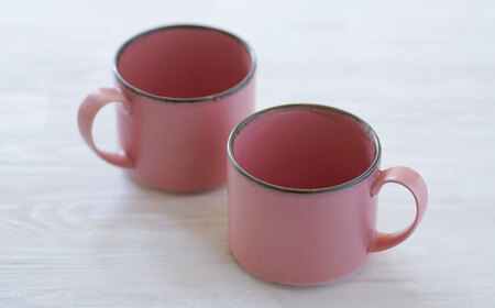 【波佐見焼】マグカップ 筒型 渕錆ピンクマット ペア【長十郎窯】[AE122]