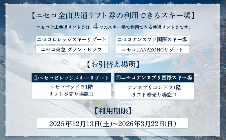 ニセコ全山共通リフト券（All Mt.Pass）1日券（5枚）ニセコアンヌプリ・ニセコビレッジ引換専用【3500402】