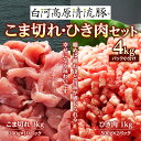 【ふるさと納税】白河高原清流豚 こま切れ・ひき肉セット 4kg（パック小分け） F21R-231