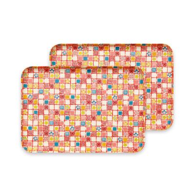 ふるさと納税 和歌山市 友禅和紙 トレー M 33cm 梅桜 格子 2枚セット 食洗機対応のおしゃれな和風トレー