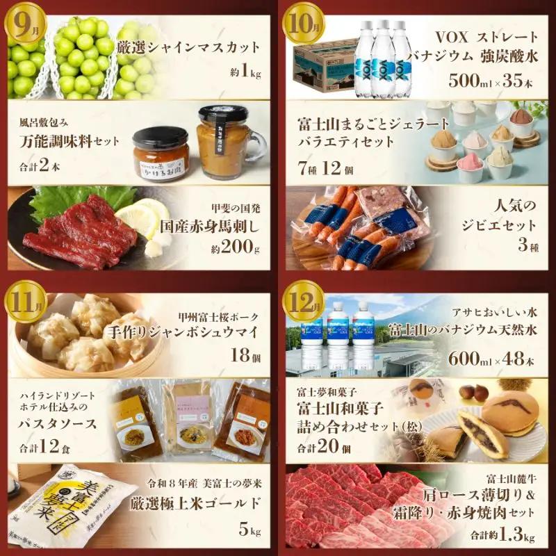シャインマスカット 【厳選特産品が毎月届く】 富士吉田プレミアム定期便（松） 富士北麓牛