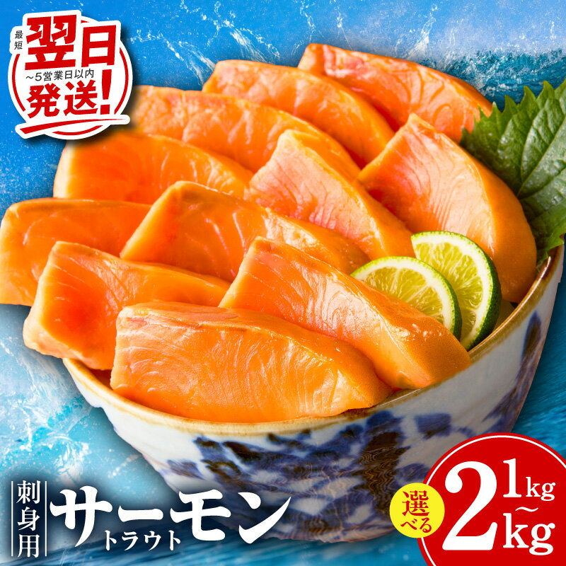 【ふるさと納税】【最短翌日発送】 訳あり トラウトサーモン 小分け お刺身用 数量限定 選べる容量 1kg 2kg ふるさと納税 サーモン サイズ不揃い 柵 ブロック 冷凍 海鮮 魚 刺身 カルパッチョ 魚介類 おかず 晩酌 つまみ 海鮮丼 鮭 発送月 5営業日 大阪府 泉佐野市 送料無料