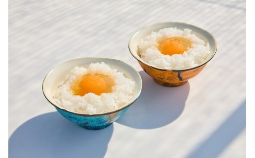 【お茶碗：ターコイズブルー（水色）】口触りにこだわった。たまごかけご飯専用お茶碗と昔の味たまご30個入りのセット ｜ 卵 鶏卵 玉子 たまご 生卵 国産 濃厚 コク 卵かけご飯 旨味 旨み