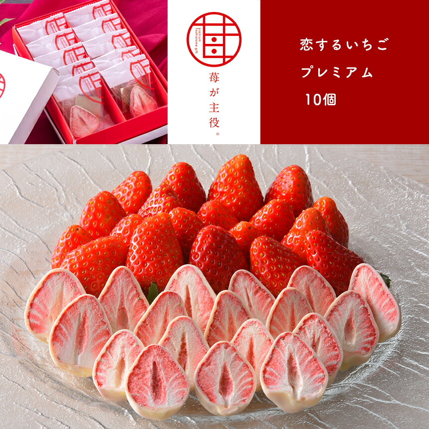 【ふるさと納税】苺が主役。 恋するいちごプレミアム 10個 ｜ いちご お菓子 チョコレート 特産品 栃木県 真岡市 苺 チョコ おかし おやつ お土産 特産品 ストロベリー チョコ スイーツ 送料無料 フリーズドライ お菓子 洋菓子 人気 かわいい オシャレ