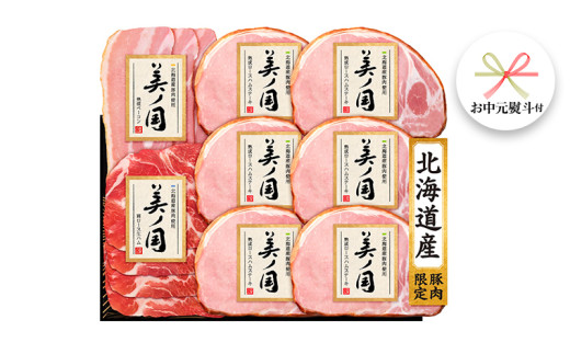 【 お中元 熨斗付 】 日本ハム 美ノ国 ギフトセットB 肉 にく 贈答 ギフト 詰め合わせ ハム 生ハム ロース ステーキ ベーコン [AA075ci]