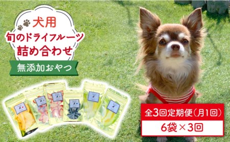 【6袋×3回定期便】犬の無添加おやつ☆お砂糖不使用 旬のドライフルーツ定期便 吉野ヶ里町/わんこin食堂 ドッグフード/犬用品/ペット用品 [FCG008]