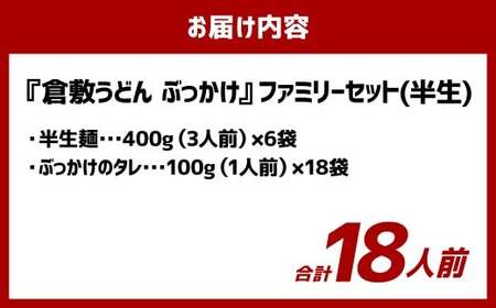 『倉敷うどん ぶっかけ』ファミリーセット(半生) 18人前 うどん 麺類 麺 半生 半生麺 ぶっかけうどん タレ つゆ 岡山県 倉敷市