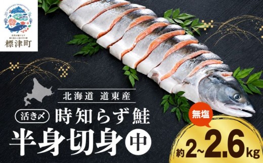 時知らず鮭 切り身 (中)  (約 2kg ~2.6kg)  時知らず 北海道産 鮭 国産 半身 活き〆 人気 おすすめ 時鮭 さけ サケ しゃけ ときしらず トキシラズ 時知らず鮭 冷凍 鮭 鮭刺身 冷凍鮭 無塩鮭 切り身鮭 切身鮭  小分け 時鮭 鮭切身 切身 無塩 サーモン 焼き鮭 ホイル焼き  鍋 魚介類 魚貝類 道東産 北海道 標津町