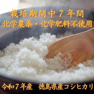 
            栽培期間中7年間化学農薬・化学肥料不使用　徳島県産コシヒカリ　5kg　精米【1659676】
          