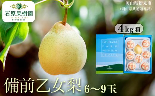 備前乙女梨 4kg箱 赤秀 6～9玉入り 【先行予約 2026年11月中旬から順次発送】