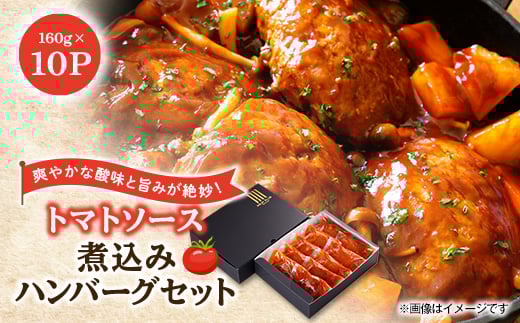 大野城市限定!トマトソース煮込みハンバーグセット 1.6kg(160g×10P)(大野城市)【1643596】