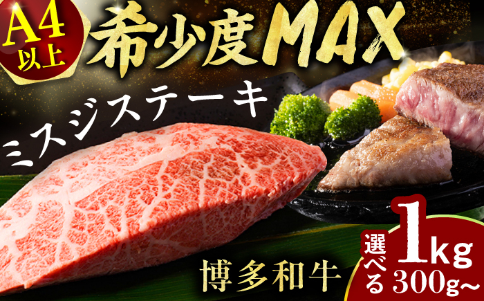 
            【選べる容量】博多和牛ミスジステーキ 肉 牛肉 博多和牛 お肉 黒毛和牛 希少 高級 福岡 広川町 / 株式会社MEATPLUS [AFBO094]
          