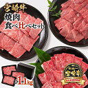 【ふるさと納税】「宮崎牛」焼肉セット 3種食べ比べセット合計1.1kg ＜2.6-3＞ふるさと納税 宮崎牛 焼肉 宮崎県 西都市 化粧箱 ウ モモ 肩ロース 牛 肉 牛肉 国産 黒毛和牛 数量限定 ミヤチク