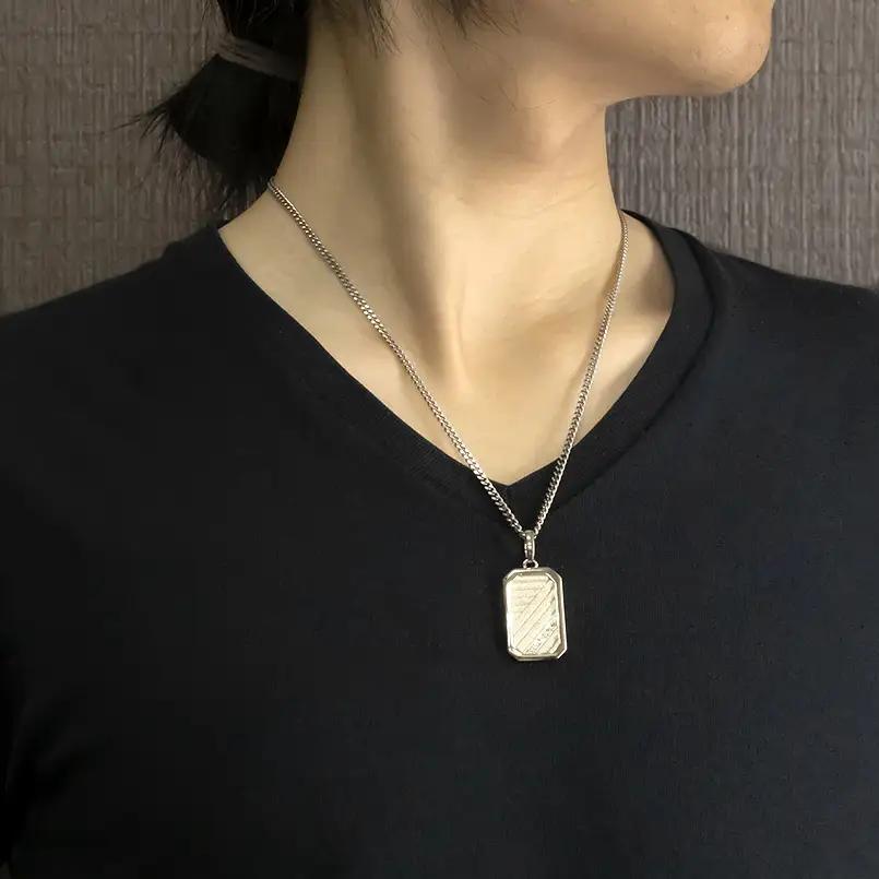 プラチナ ネックレス インゴット型 喜平用 ダイヤ ペンダントトップ 大ぶり 大きめ プレート ダイヤモンド pt900 キヘイ 人気 シンプル ジュエリー おしゃれ 大人 普段 使い 2304041