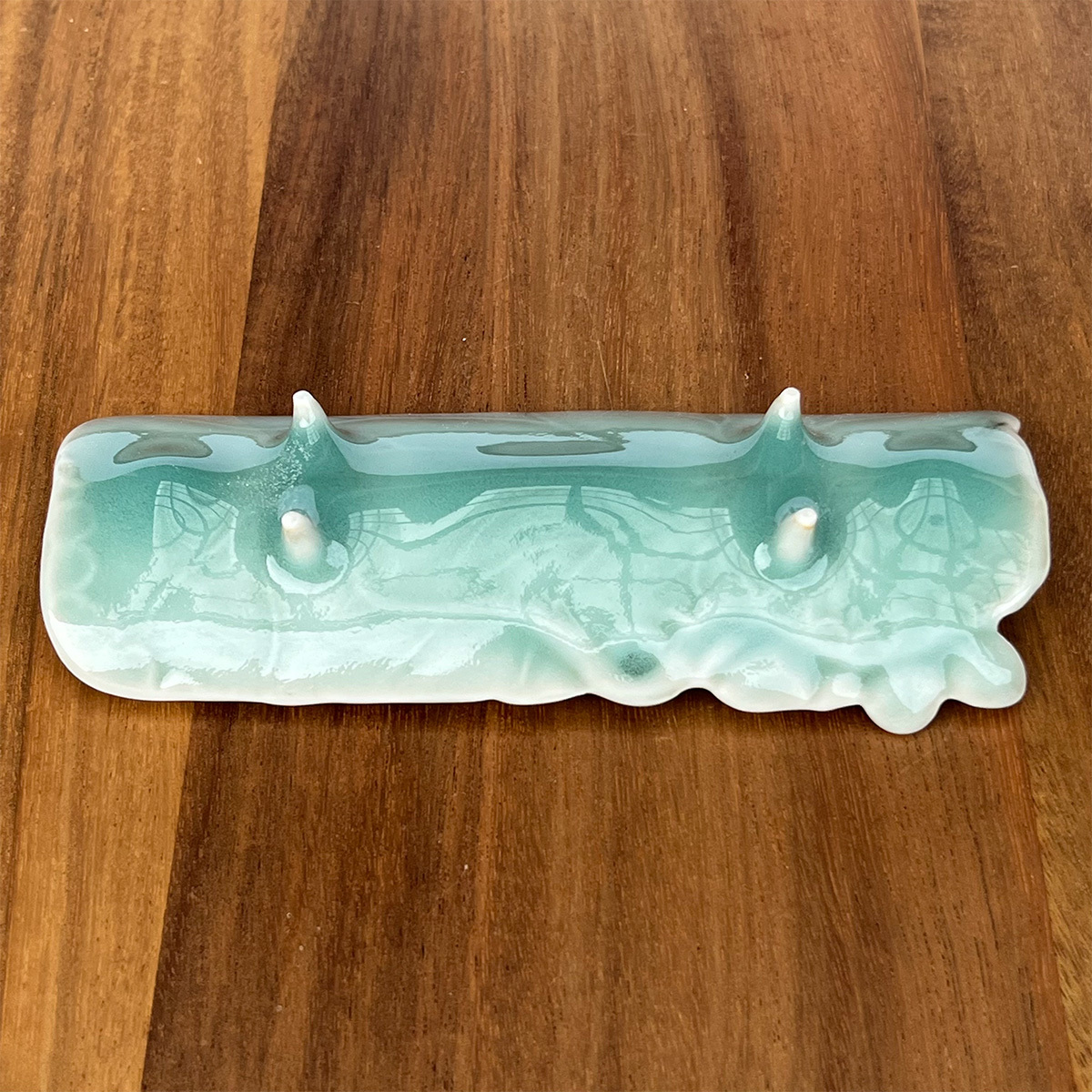 有田焼 青磁睡蓮彫 茶則 四足長皿 2枚 セット【有田焼 花伝作】食器 器 うつわ お茶 和皿 茶そく ブルー A18-272_イメージ5