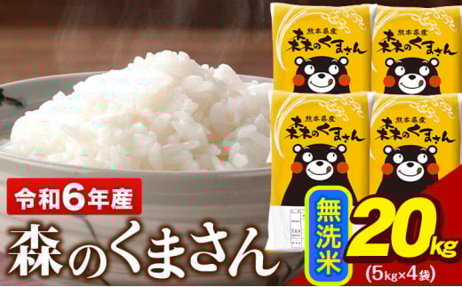 令和6年産  無洗米  森のくまさん 20kg 5kg × 4袋  熊本県産 単一原料米 森くま《7-14営業日以内に出荷予定(土日祝除く)》送料無料