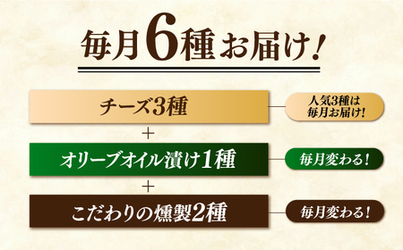 【3回定期便】毎月お届け内容が変わる！定番チーズ3種＆お楽しみ3種 長与町/燻製工房熏助[EAQ027]