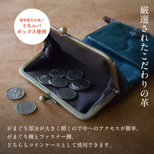 がまぐち2つ折り財布 コニャック×オリーバ 【 高級イタリアンレザー使用 がまぐち2つ折り がま口財布 財布 二つ折り イタリアンレザー 本革 高級皮革 がまぐち 革 プレゼント 贈り物 ギフト 記念