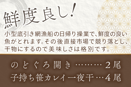 ノドグロ・笹カレイセット【のどぐろ一夜干し かれい一夜干し 干物セット のどぐろ干物 2尾 1尾あたり120～140g 笹カレイ干物 4尾 1尾あたり50～60g 島根県産 大田市産 ノドグロ 笹カレ