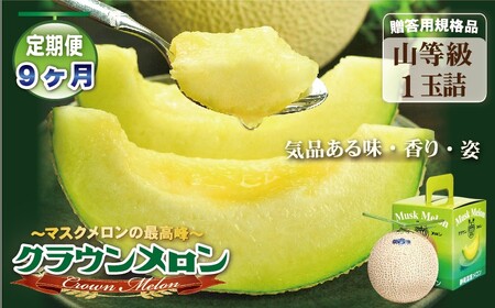 クラウンメロン 山等級 青肉 静岡県産 クラウンメロン【1玉】【9ヶ月定期便】