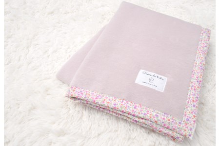 名入れ可 綿100%ベビー毛布 (ベージュピンク／花) 85×115cm 毛布の町泉大津市産 N-MM400 [3337]