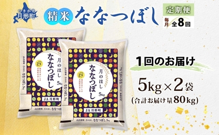 【令和8年産先行予約】北海道 定期便 8ヵ月連続8回 令和8年産 ななつぼし 5kg×2袋 特A 精米 米 白米 ご飯 お米 ごはん 国産 ブランド米 おにぎり ふっくら 常温 お取り寄せ 産地直送 