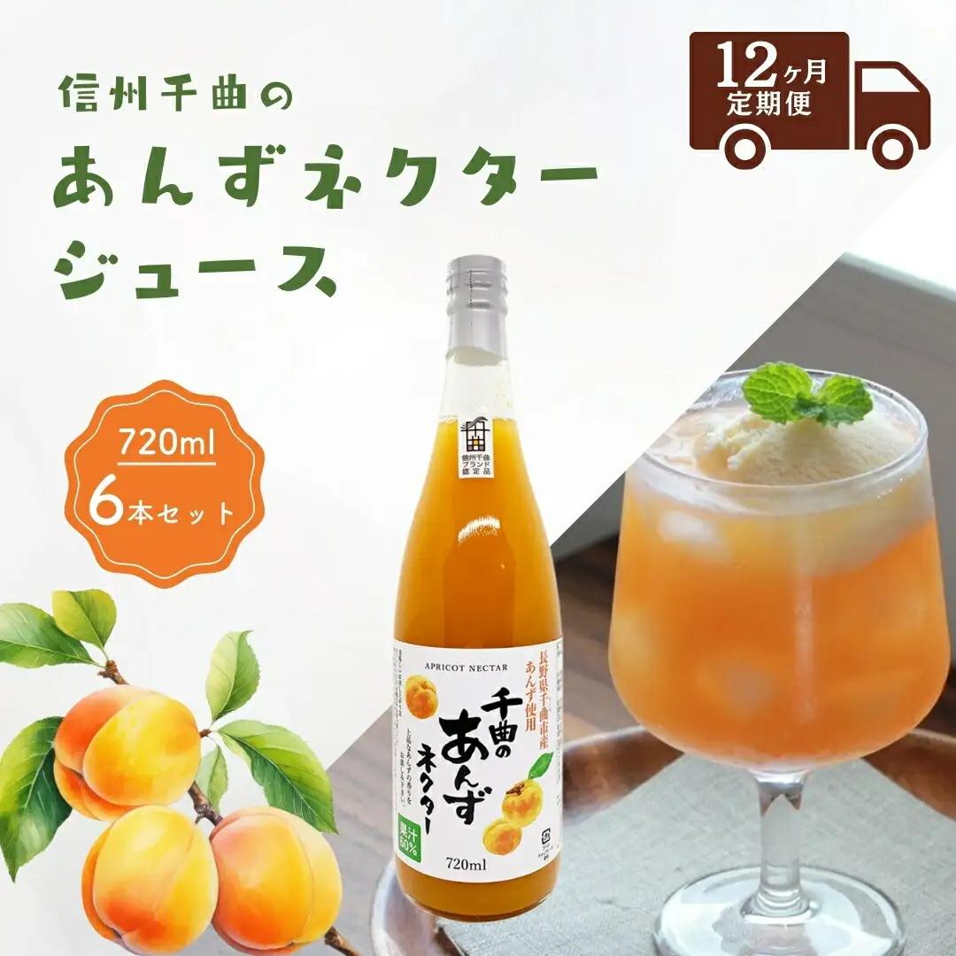 【12か月定期便】信州 千曲のあんずネクター ジュース  720ml 6本セット｜ ジュース