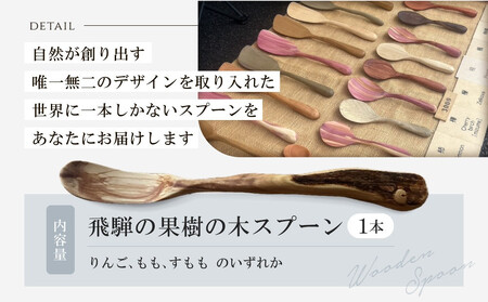 一点物！飛騨果樹の木　手彫りスプーン  |果樹の木 手作り 木製 唯一無二 世界に一つ 飛騨高山　shizendou TA001