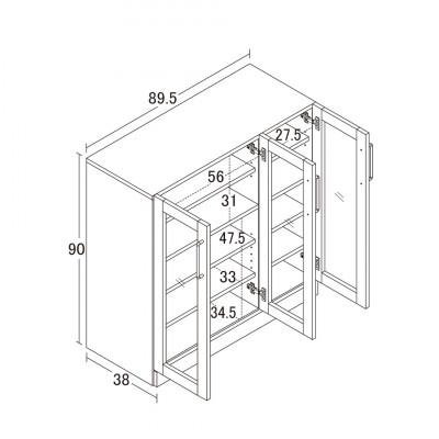 ふるさと納税 海南市 食器棚 幅89.5×高さ90  ホワイト ガラス扉 AKU1045059 |  | 03
