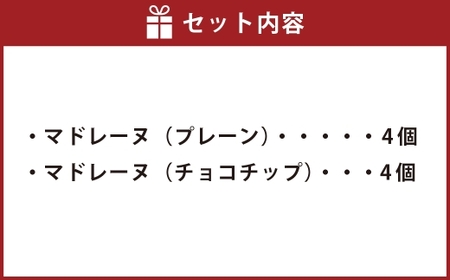 大きい！マドレーヌ（プレーン・チョコチップ） 8個 お菓子 菓子 デザート スイーツ マドレーヌ ビッグ BIG プレーン チョコチップ
