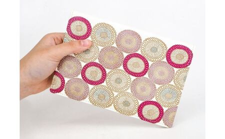 【文庫屋大関】パーソナルホルダー　笠菊＜桃花＞【皮革工芸品】 民芸品 雑貨 日用品 ファイル 多用途 牛革 