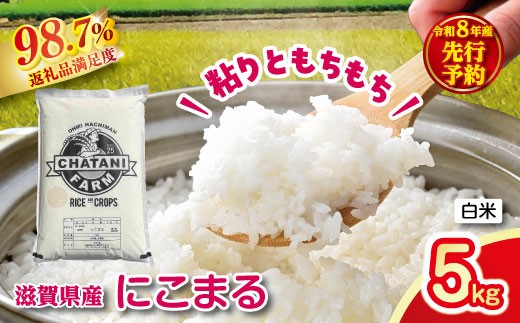 【新米　先行予約】令和8年産近江米にこまる白米【5kg×１袋】【V024W】