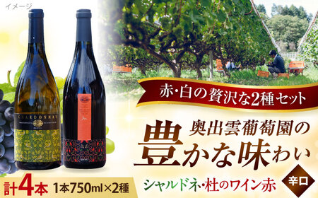 シャルドネ・杜のワイン赤 各2本 奥出雲葡萄園 [AICS006] ワイン